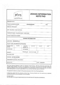 Rand Afrikaans University zoning certificates